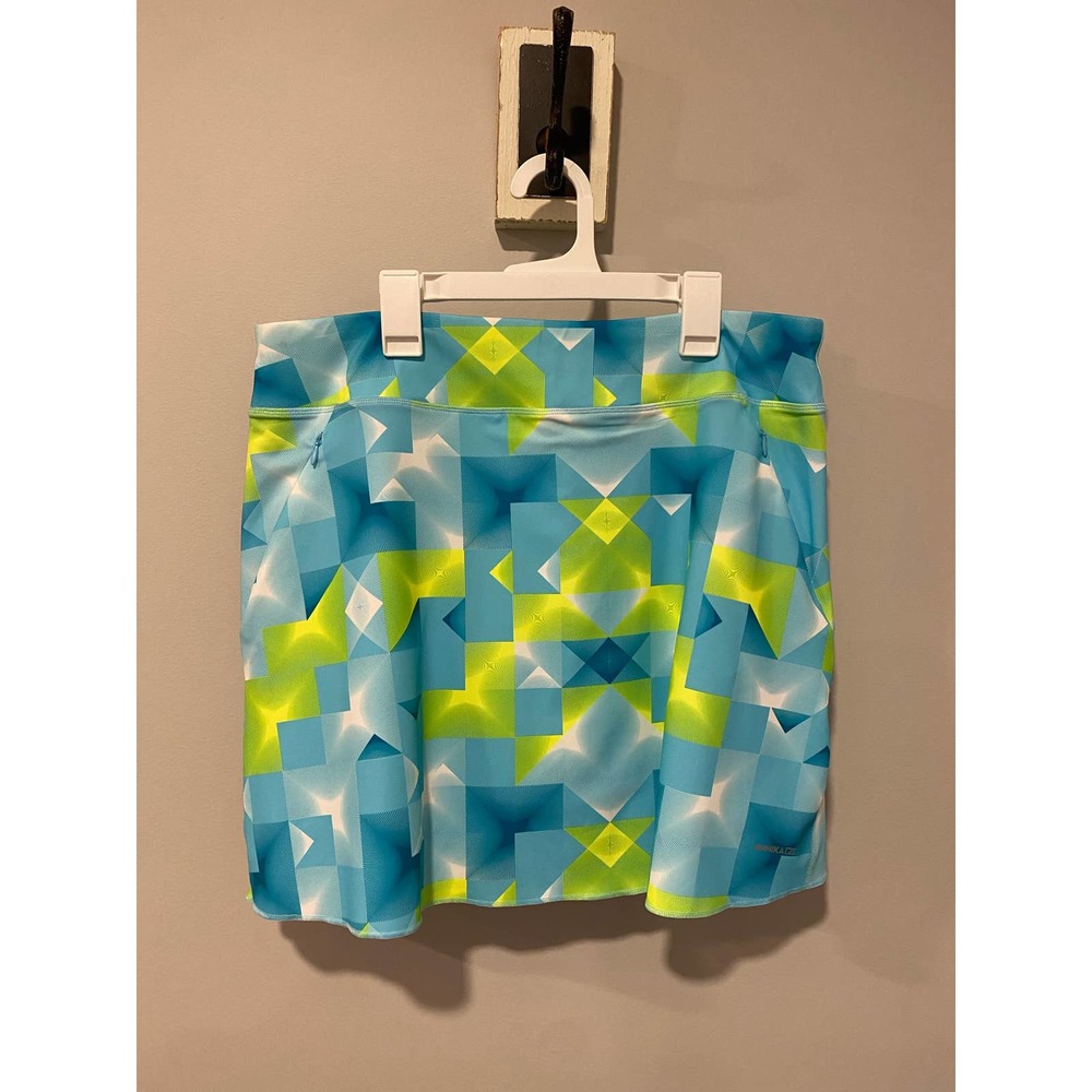 Geo Print Active Skort - Blue & Lime